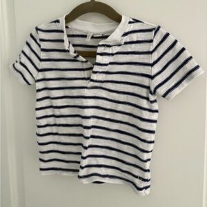 Janie and Jack - Blue White Henley Shirt Classic Stripes baby boy 18-24 months